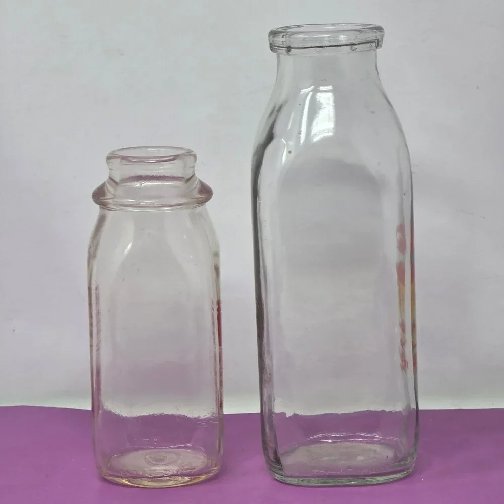 Vintage Glass Milk Bottles 1 Anderson Dairy Farms 1 Union‎ Dairy Farms Red Print